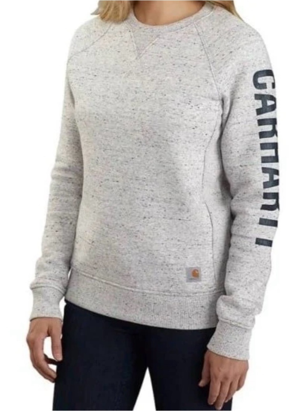 Carhartt Grey Logo Sleeve Relaxed Fit Workwear Midweight Crewneck Size XL